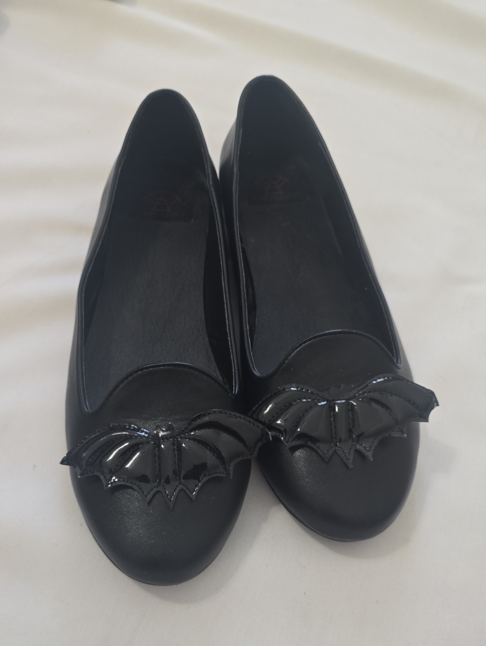 Stange Cult Women's Black Patent Bat-Accent Ballet Flats